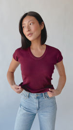 The Kesten Cap Sleeve Sweater in Plum