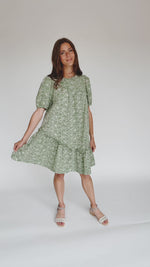 The Enfield Asymmetrical Embroidered Dress in Green