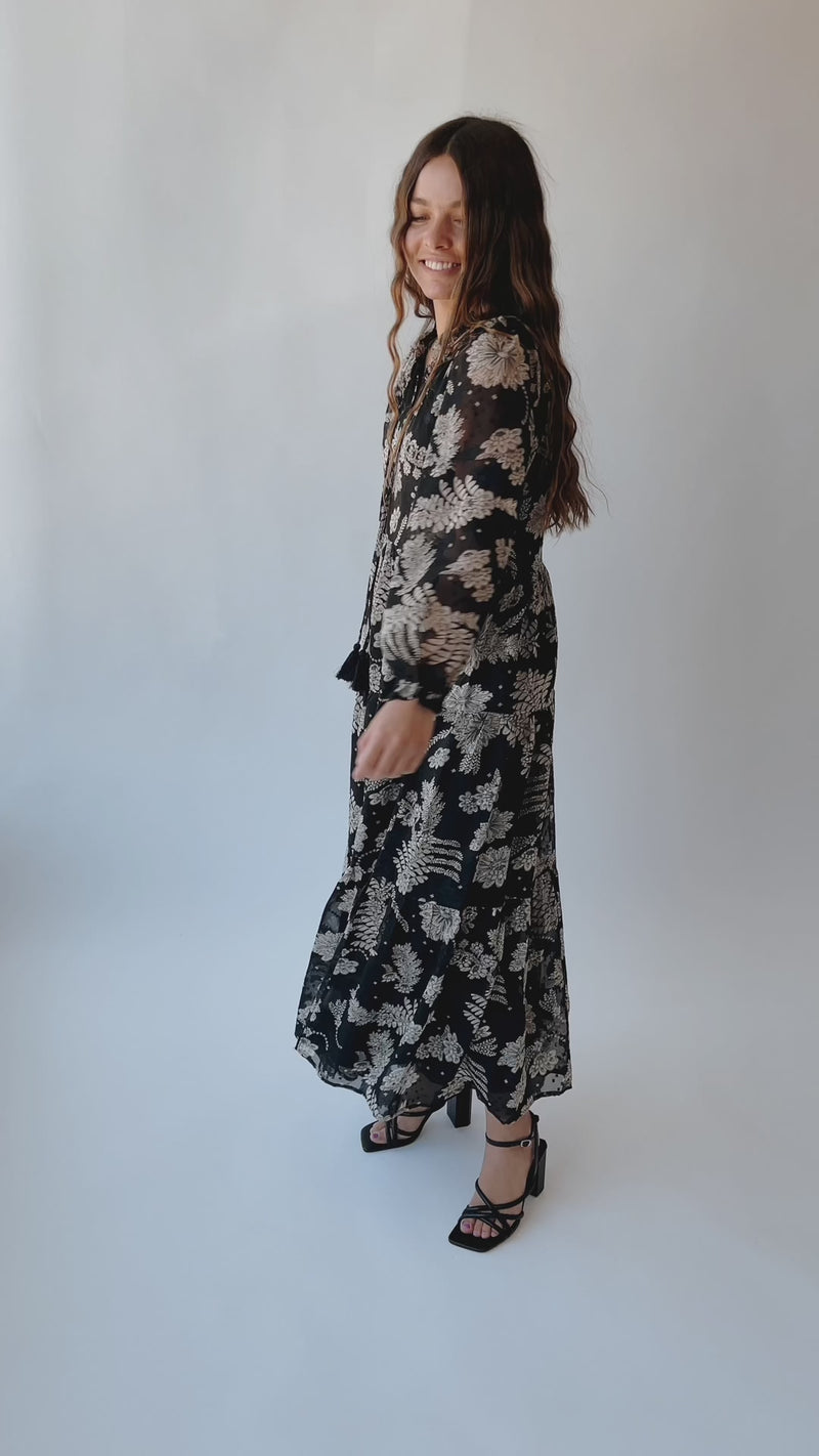 The Walkerton Floral Maxi Dress in Black
