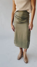 The Kola Satin Skirt in Olive