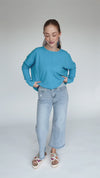 The Tackett Basic Crew Sweater in Teal Blue