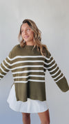 The Cosima Striped Sweater in Olive