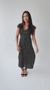 The Dennis Dotted Button-Up Midi Dress in Black