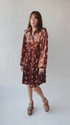 The Thweatt Floral Detail Dress in Brown Velvet