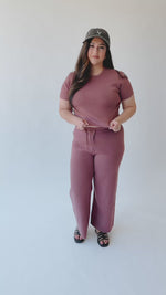 The Carina Sweater Blouse + Pant Set in Mauve