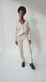 The Romo Knit Wide Leg Pant in Heather Oat