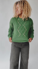The Elgin Textured Sweater in Green