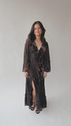 The Katalin Velvet V-Neck Maxi Dress in Black