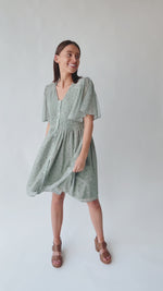 The Pineda Smocked Detail Midi Dress in Sage