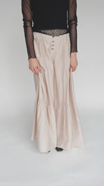 The Kertland Button-Up Wide Leg Pant in Beige