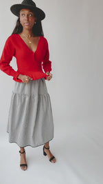 The Leeston Crossover Sweater in Red