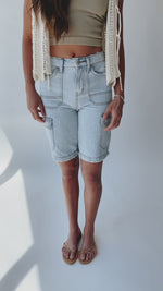 The Burna High Rise Cargo Short in Light Blue