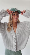 The Brandon Button-Up Cardigan in Khaki Grey