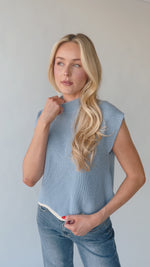 The Montoya Scalloped Edge Sweater in Blue