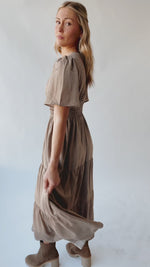 The Elodie Tiered Midi Dress in Tan