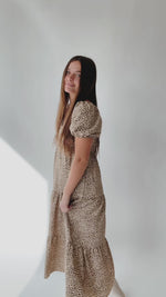The Amherst Tiered Midi Dress in Brown