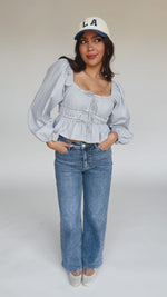 The Patterson Pinstripe Blouse in Navy