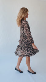 The Vinston Ruffle Dress in Black Floral