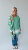 The Donakey Batwing Striped Sweater in Jade + Ivory