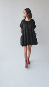 The Gibby Textured Jacquard Dress in Black