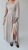 The Zwirner Ruched Bodice Maxi Dress in Taupe