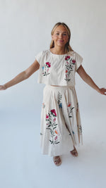 The Ralston Embroidered Blouse + Skirt Set in Ecru