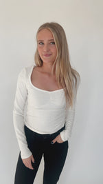 The Kazan Textured Sweetheart Tee in Cream