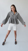 The Ritola Collared Blouse in Black Plaid