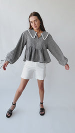 The Ritola Collared Blouse in Black Plaid