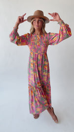 The Kensley Smocked Bodice Maxi Dress in Olive Floral