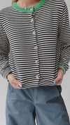 The Ferguson Striped Button-Up Sweater in Navy + Ivory