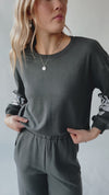 The Naito Embroidered Detail Blouse in Charcoal