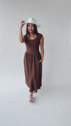 The Rivka Knit Midi Dress in Brown