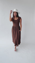 The Rivka Knit Midi Dress in Brown