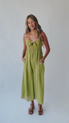 The Marsden Wide Leg Jumpsuit in Moss Green