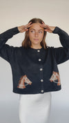 The Arabian Horse Detail Cardigan in Navy Blue