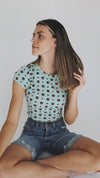 Free People: Mix it Up Baby Tee in Light Green Combo