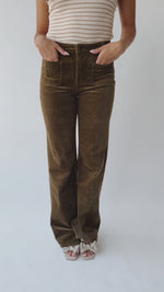 The Isabella High Rise Relaxed Flare Jean in Olive