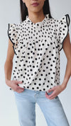 The Santos Dot Printed Blouse in Oatmeal