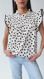The Santos Dot Printed Blouse in Oatmeal