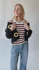 The Bedoya Sunflower Cardigan in Black