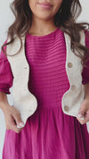 The Vanita Embroidered Linen Vest in Oatmeal