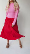 The Zenie Colorblock Maxi Dress in Pink + Red