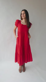 The Flinders Tiered Maxi Dress in Red