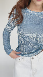 The Tuso Burn Out Leaf Pattern Blouse in Blue