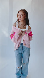 The Treft Floral Knit Cardigan in Pink