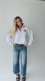 The USA Collared Quarter Zip Pullover in Grey