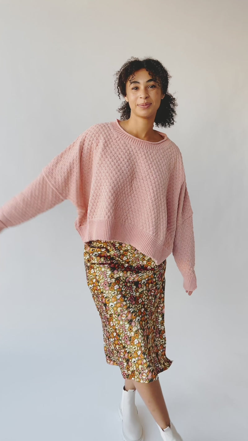 The Rippey Textured Sweater in Blush