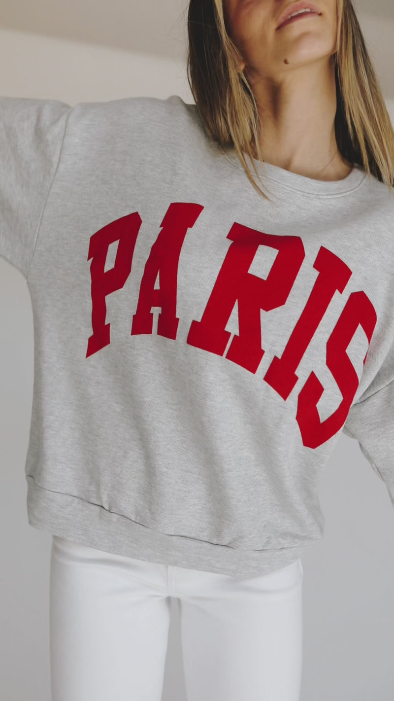 The Paris Graphic Pullover in Heather Grey