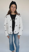 The Loyola Floral Puffer Jacket in Cream